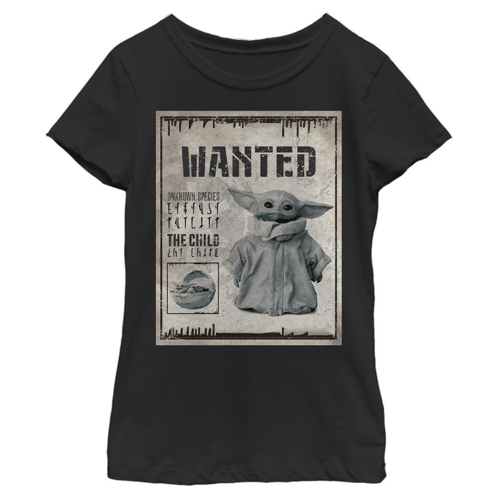 Star Wars The Mandalorian The Child Unknown Wanted Poster Youth Girls T-Shirt, BLACK, hi-res