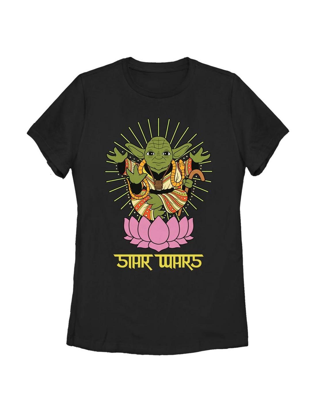 Star Wars Yoda Lotus Womens T-Shirt, BLACK, hi-res