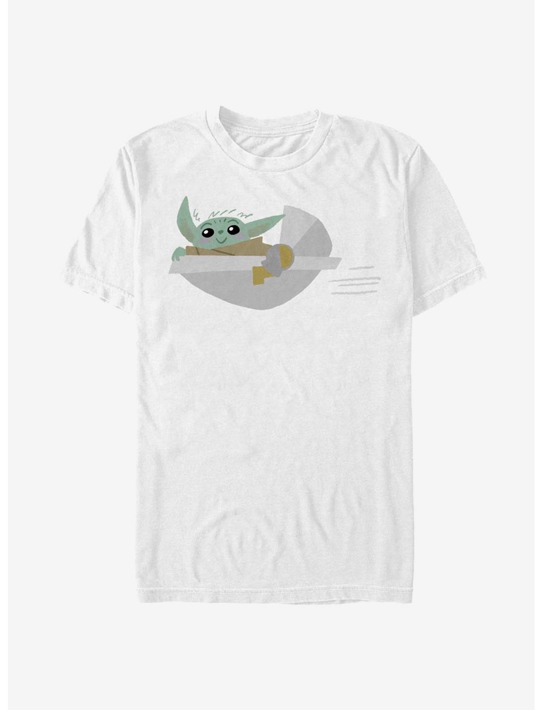 Star Wars The Mandalorian The Child Flying By T-Shirt, WHITE, hi-res