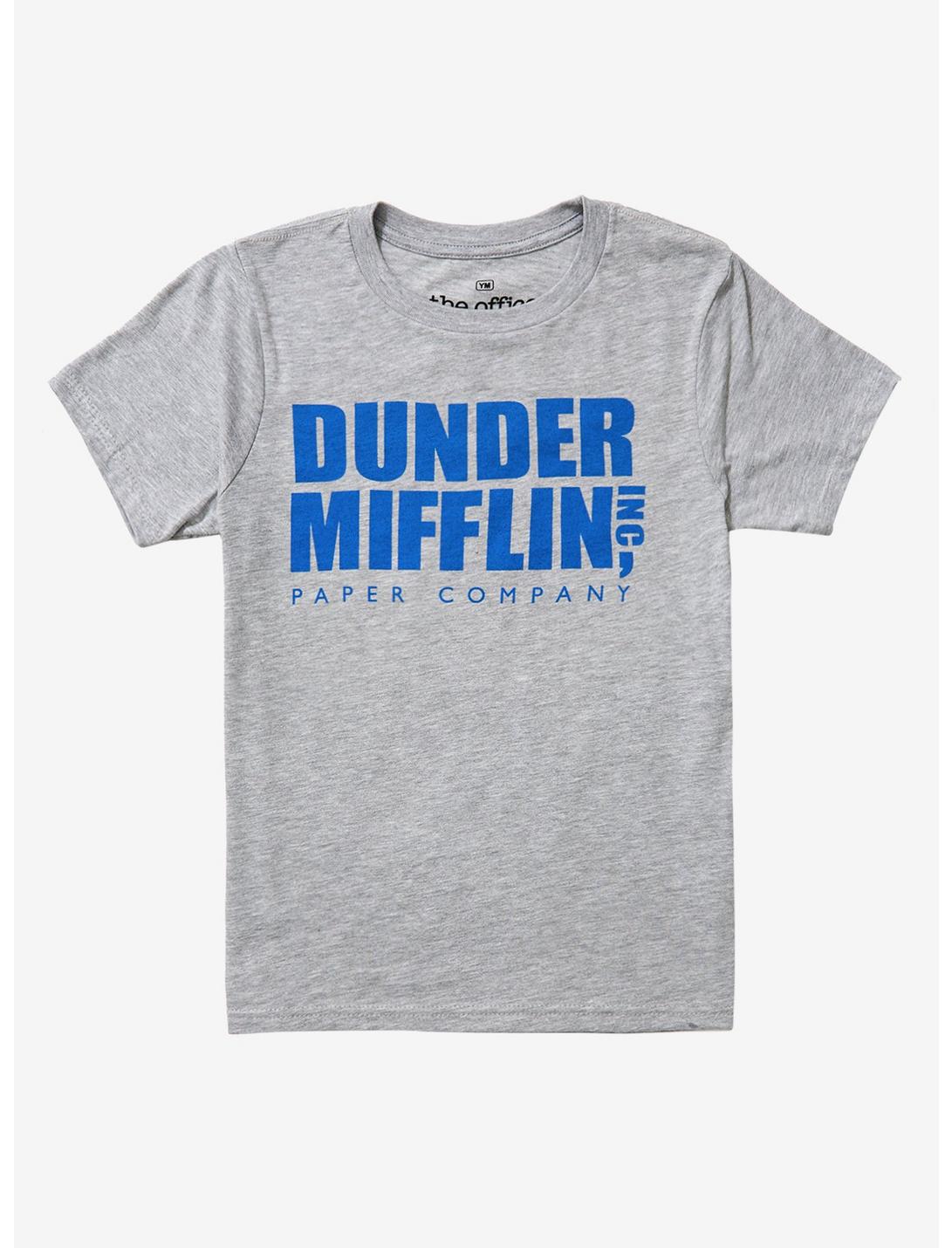 The Office Dunder Mifflin Logo Youth T-Shirt - BoxLunch Exclusive, BLUE, hi-res