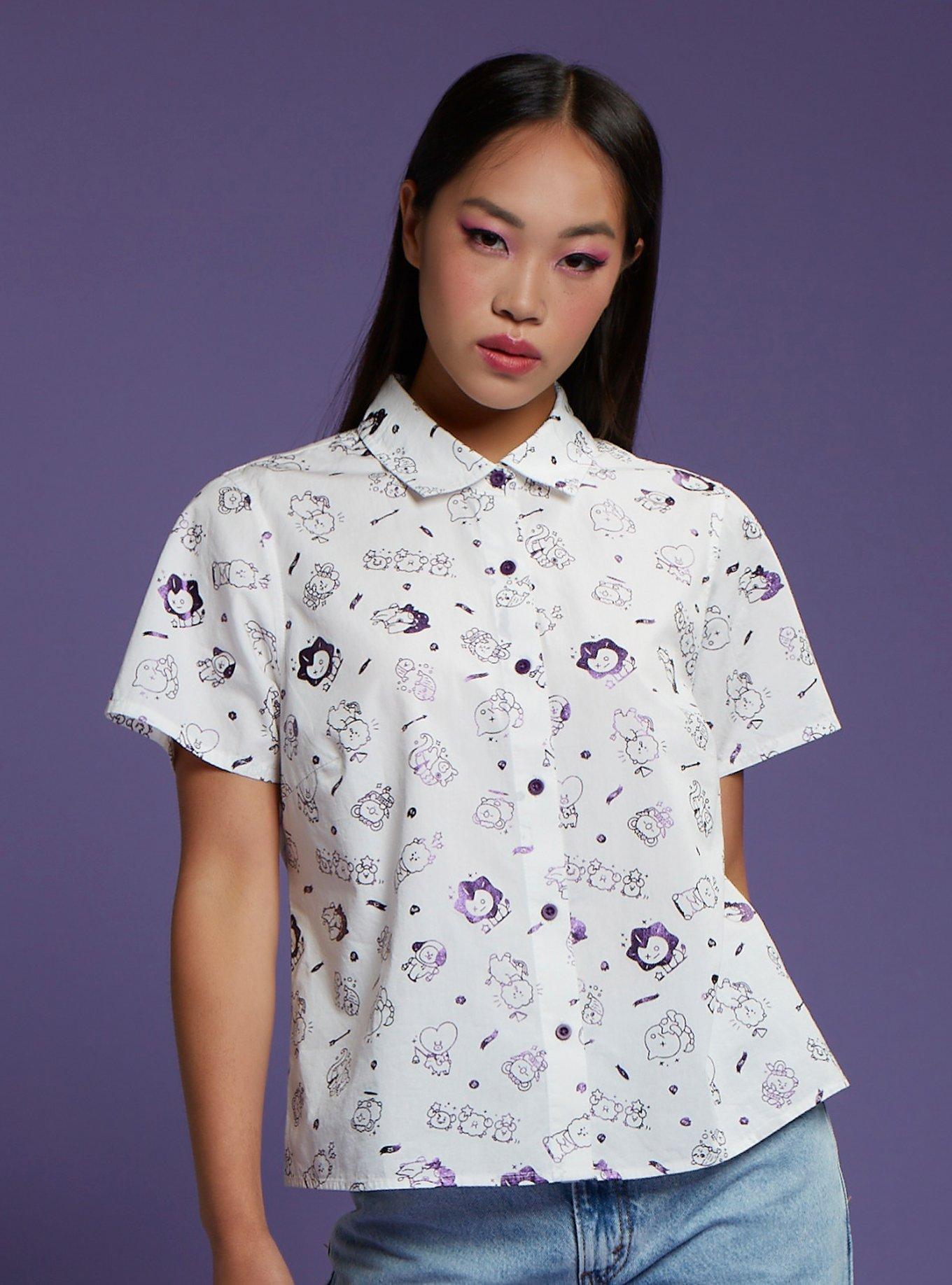 BT21 Purple Foil Astrology Girls Woven Button-Up, MULTI, hi-res