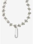 CZ Safety Pin Chain Necklace, , hi-res