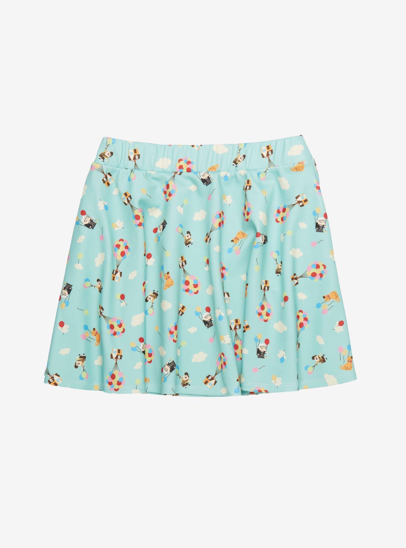 Her Universe Disney Pixar Celebration Up Icons Skater Skirt, TEAL, hi-res