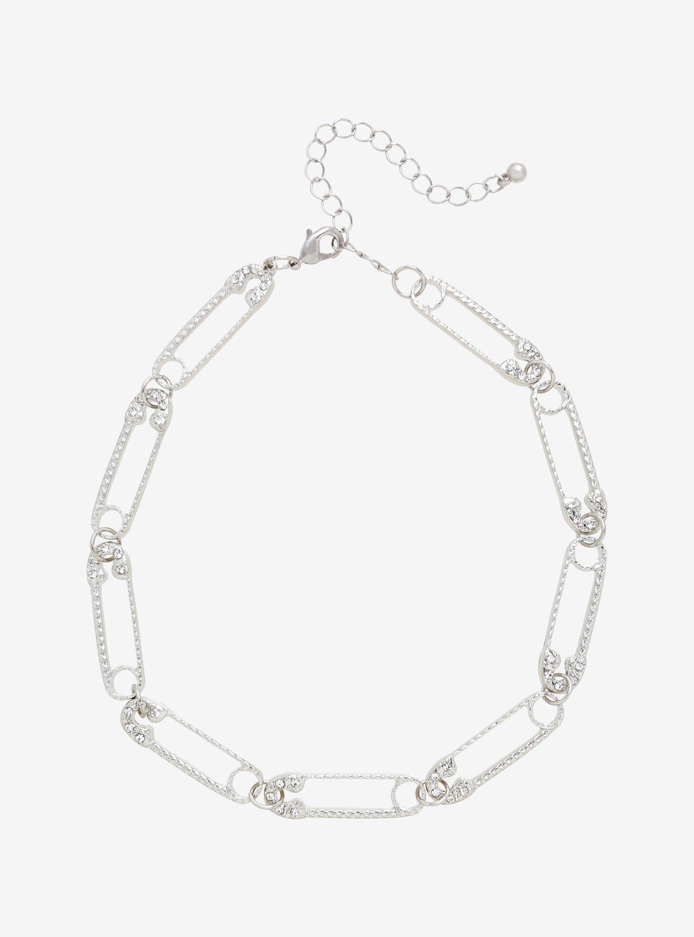 Texture & Sparkle Safety Pin Choker, , hi-res