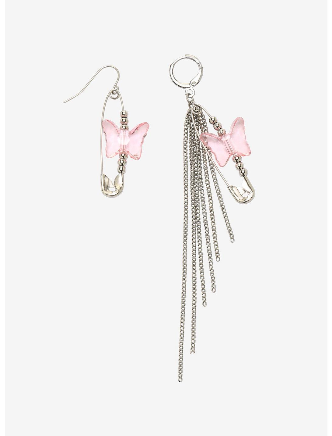 Butterfly & Safety Pin Mismatch Earrings, , hi-res