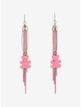 Pink & Silver Bear Safety Pin & Chain Drop Earrings, , hi-res