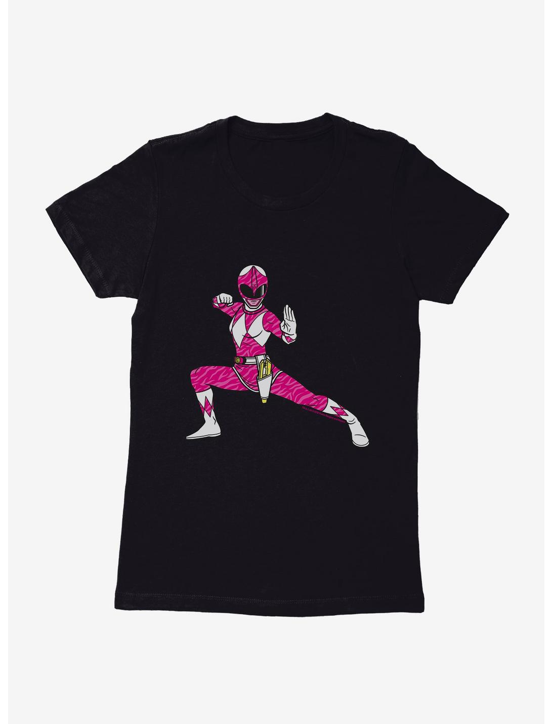 Mighty Morphin Power Rangers Pink Ranger Action Move Womens T-Shrt, BLACK, hi-res