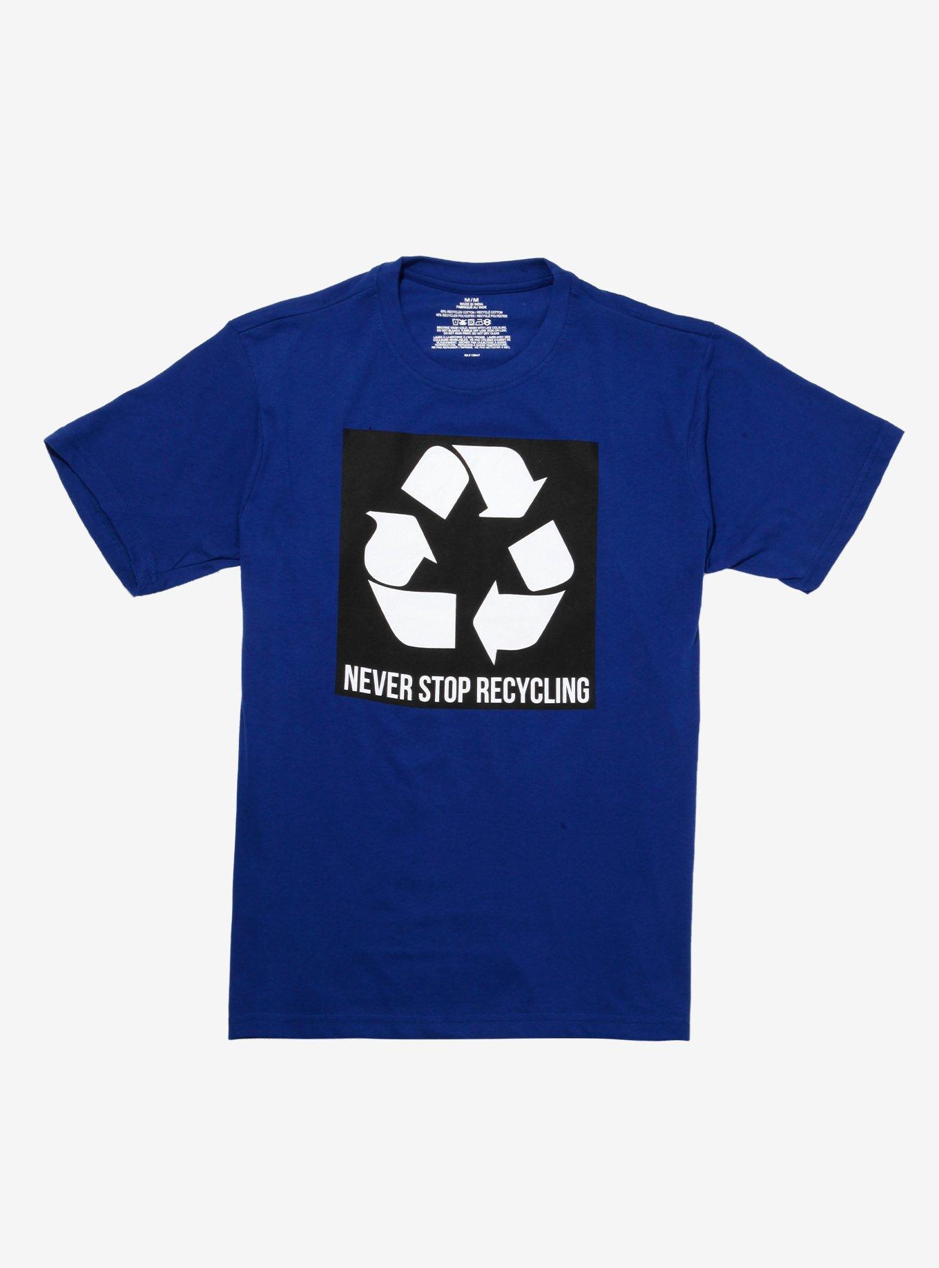 Never Stop Recycling Recycled T-Shirt, BLUE, hi-res