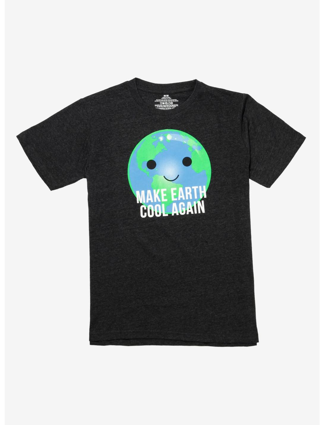 Make Earth Cool Again Grey Recycled T-Shirt, BLACK, hi-res