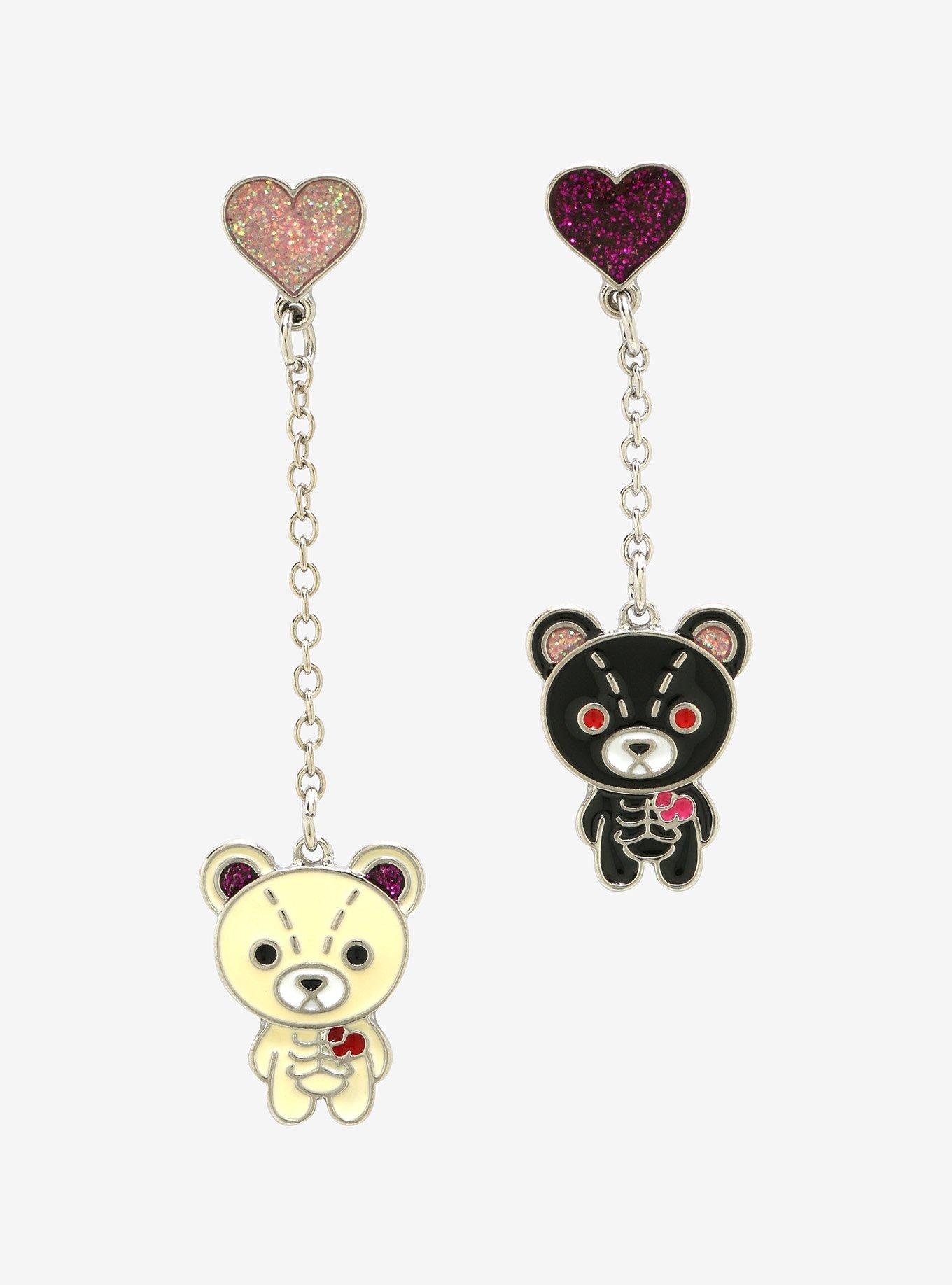Skeleton Teddy Bear Mismatch Earrings, , hi-res