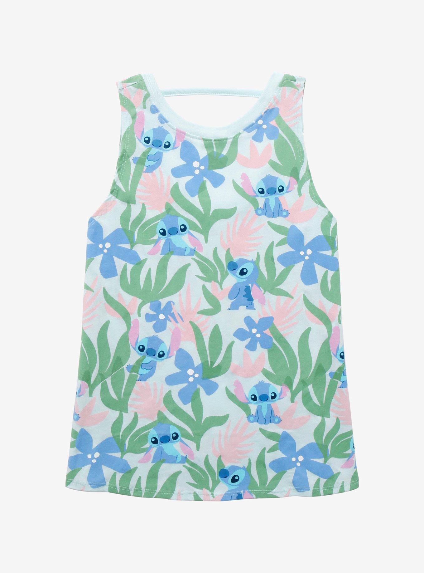 Disney Lilo And Stitch Floral Allover Print Womens Tank Top Boxlunch Exclusive Boxlunch 3801