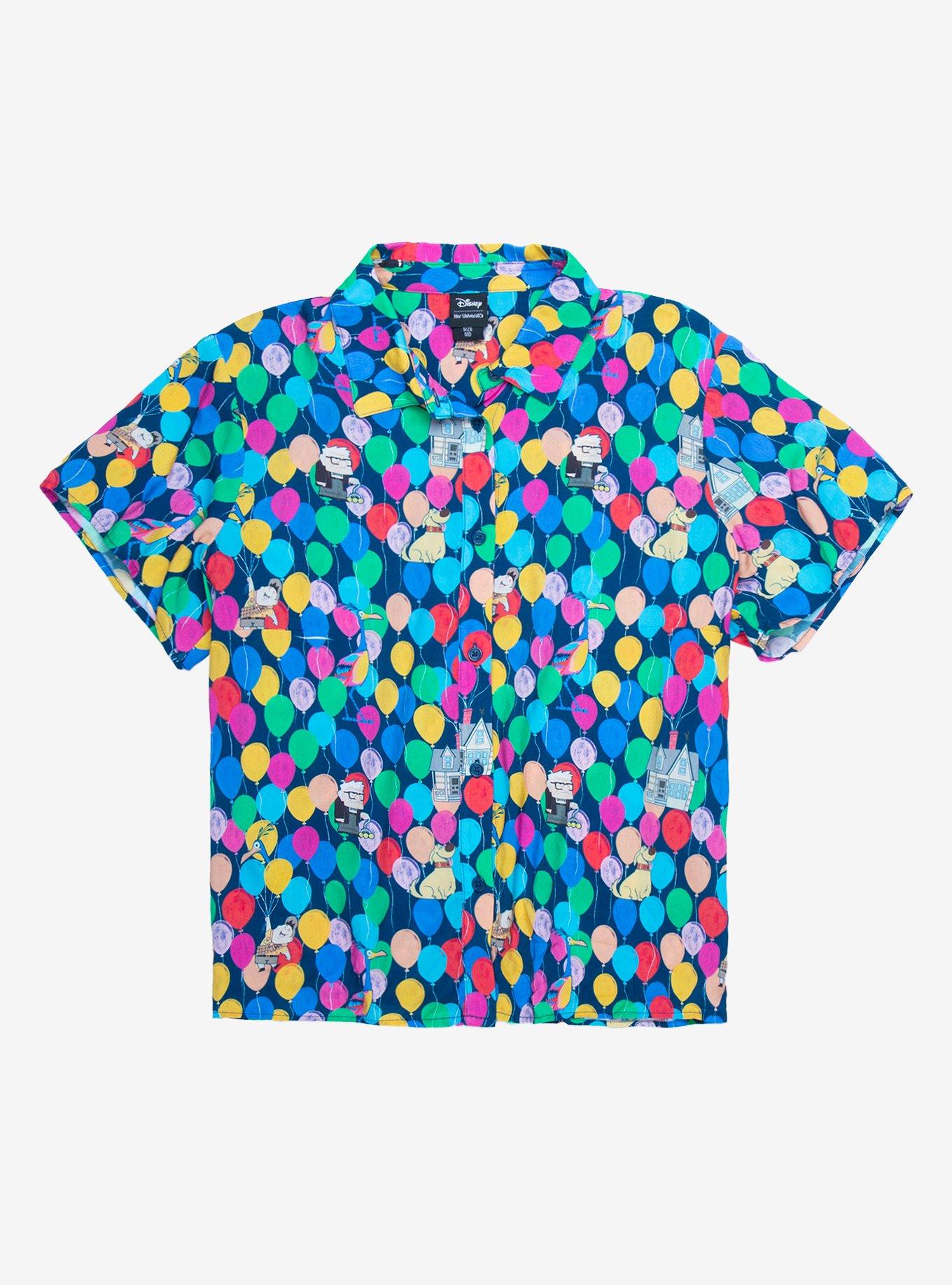 Her Universe Disney Pixar Celebration Up Balloons Girls Woven Button-Up, PINK, hi-res