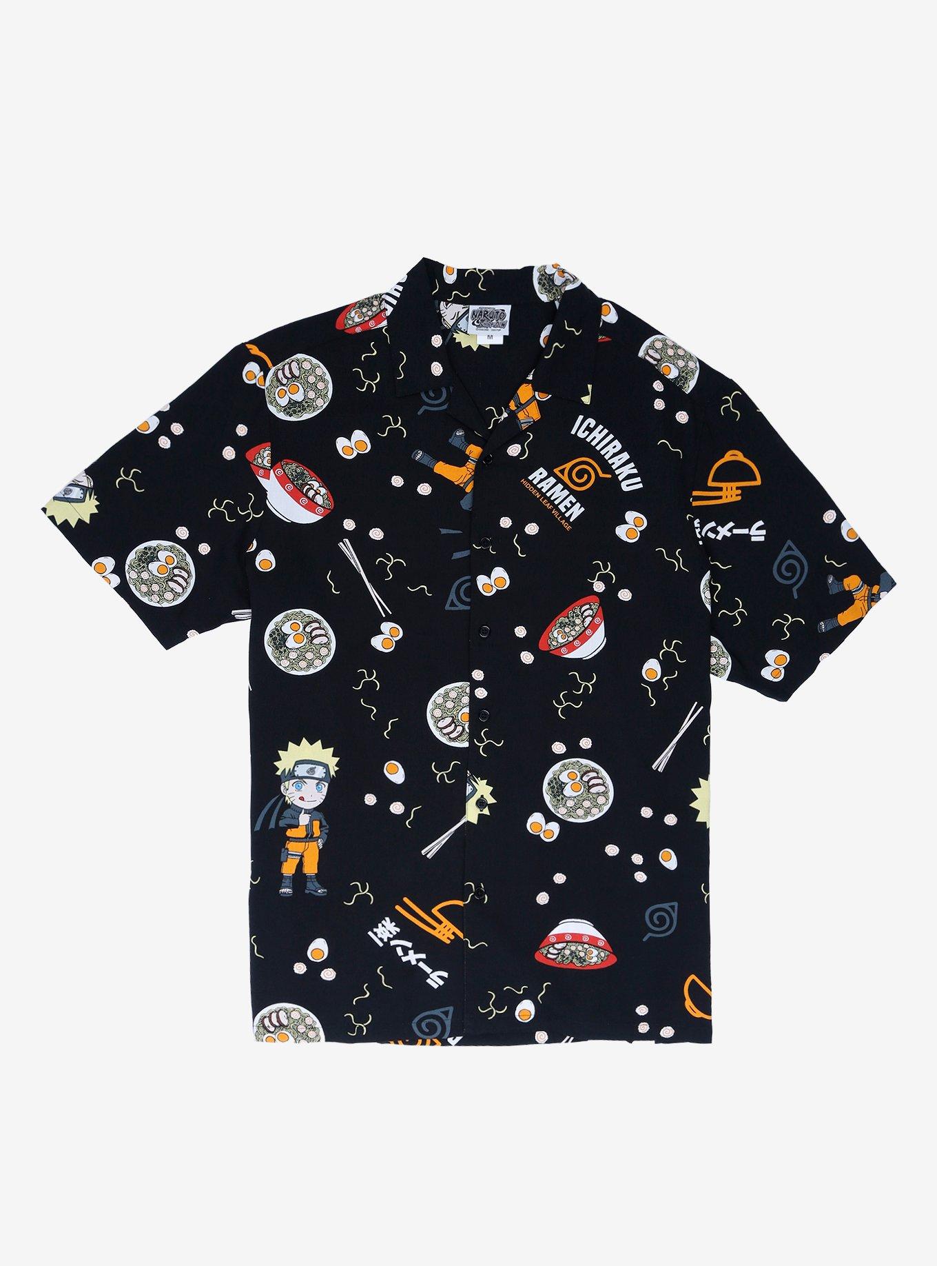 Naruto Shippuden Ichiraku Ramen Woven Button-Up - BoxLunch Exclusive, BLACK, hi-res