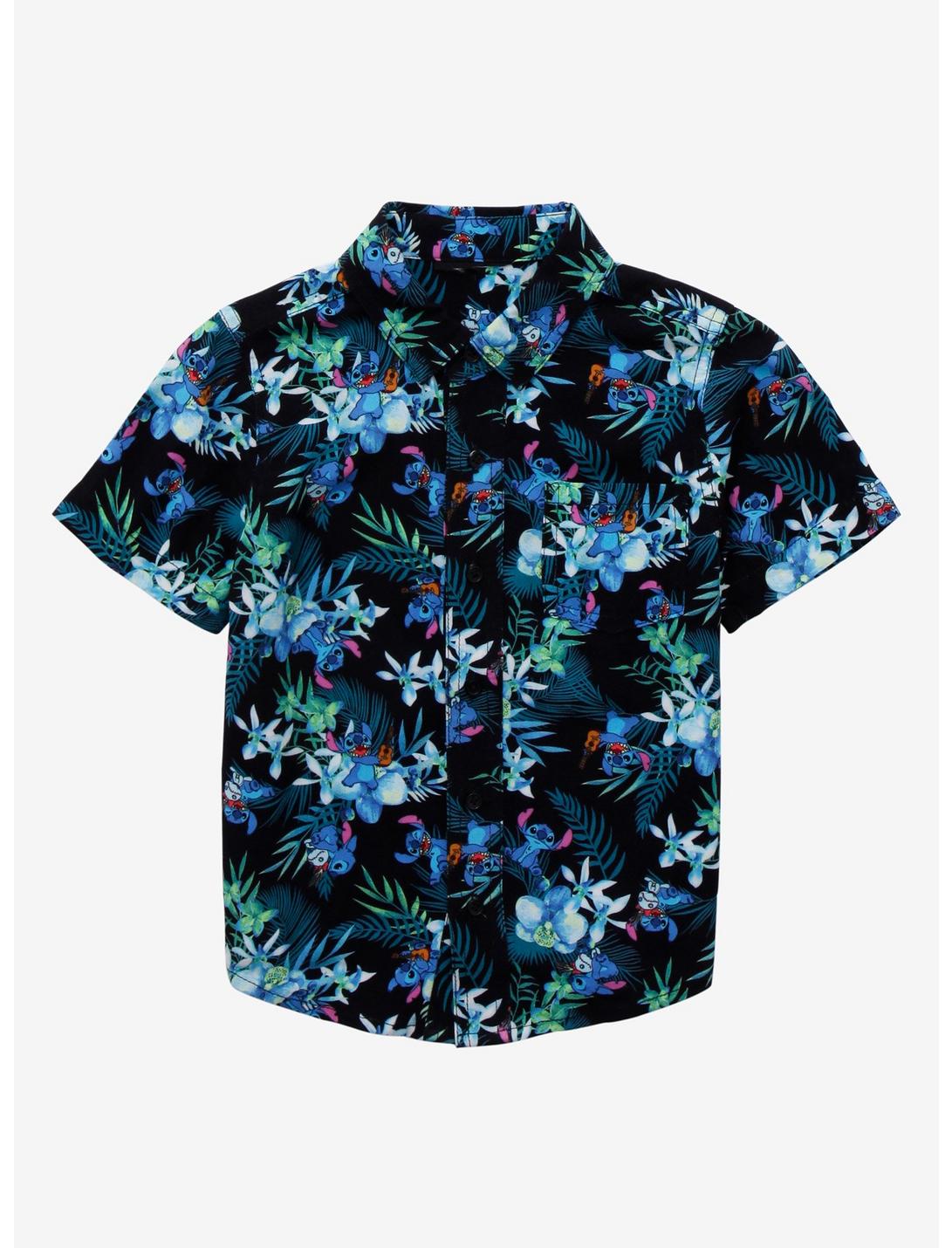 Disney Lilo & Stitch Tropical Toddler Woven Button-Up - BoxLunch Exclusive, BLUE, hi-res