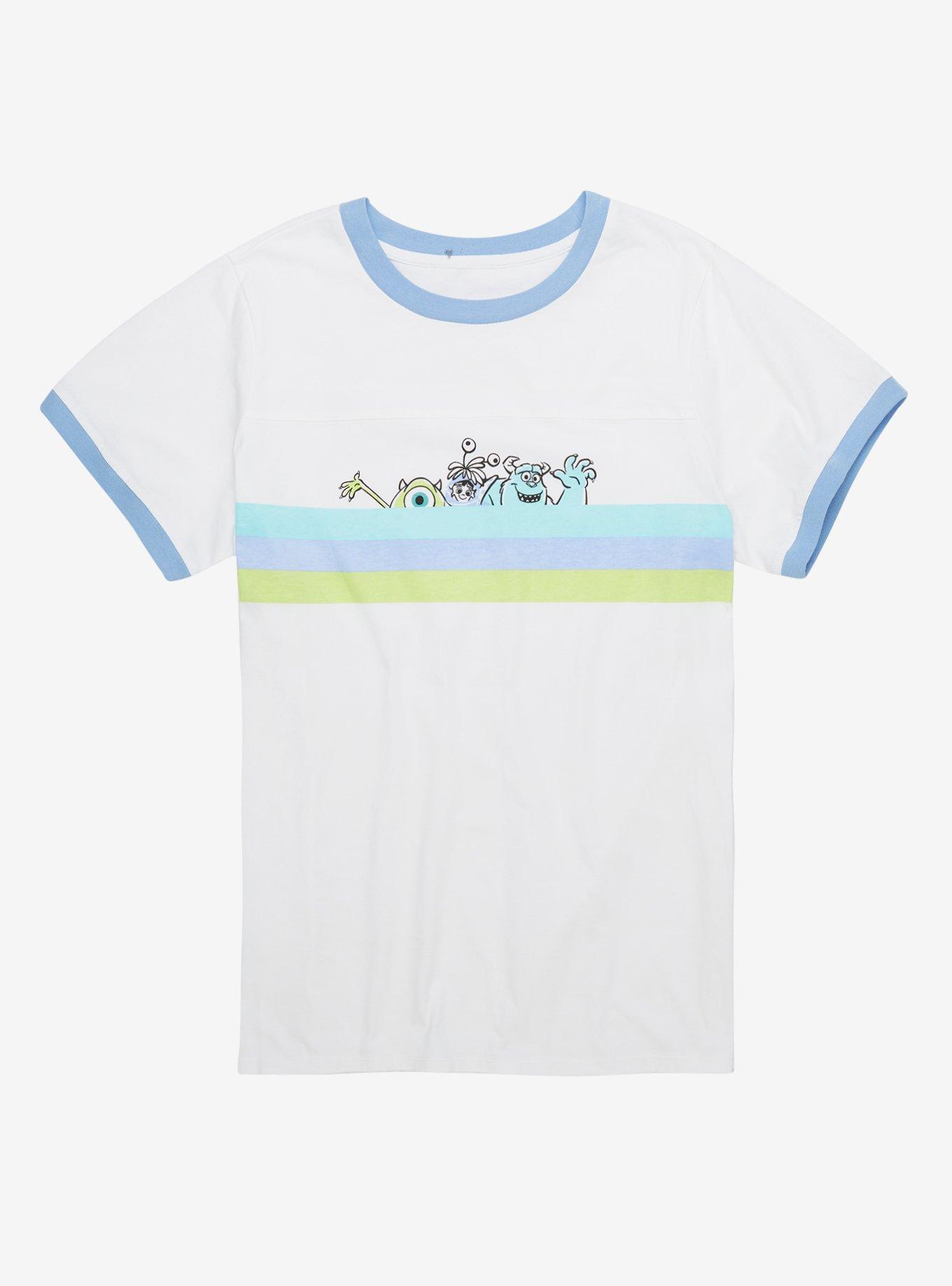 Her Universe Disney Pixar Celebration Monsters, Inc. Stripe Girls Ringer T-Shirt Plus Size, MULTI, hi-res