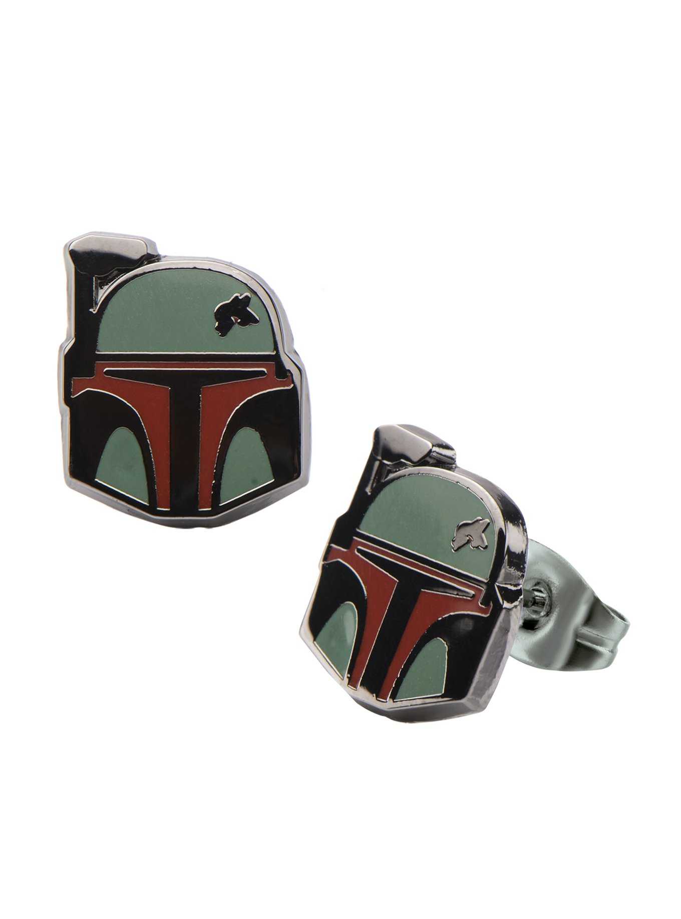 Star Wars Boba Fett Helmet Enamel Stud Earrings, , hi-res