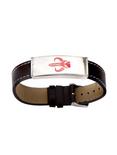 Star Wars The Mandalorian Symbol Id Plate Stainless Steel And Brown Leather Bracelet, , hi-res