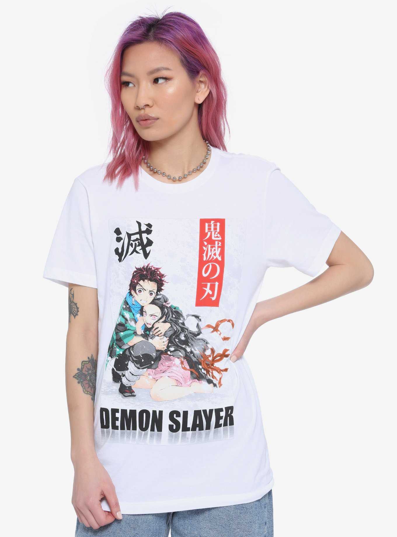 Demon Slayer Tanjiro & Nezuko Boyfriend Fit Girls T-Shirt, , hi-res