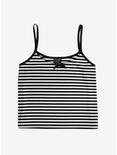 Black & White Stripe Bow Girls Strappy Tank Top Plus Size, WHITE, hi-res