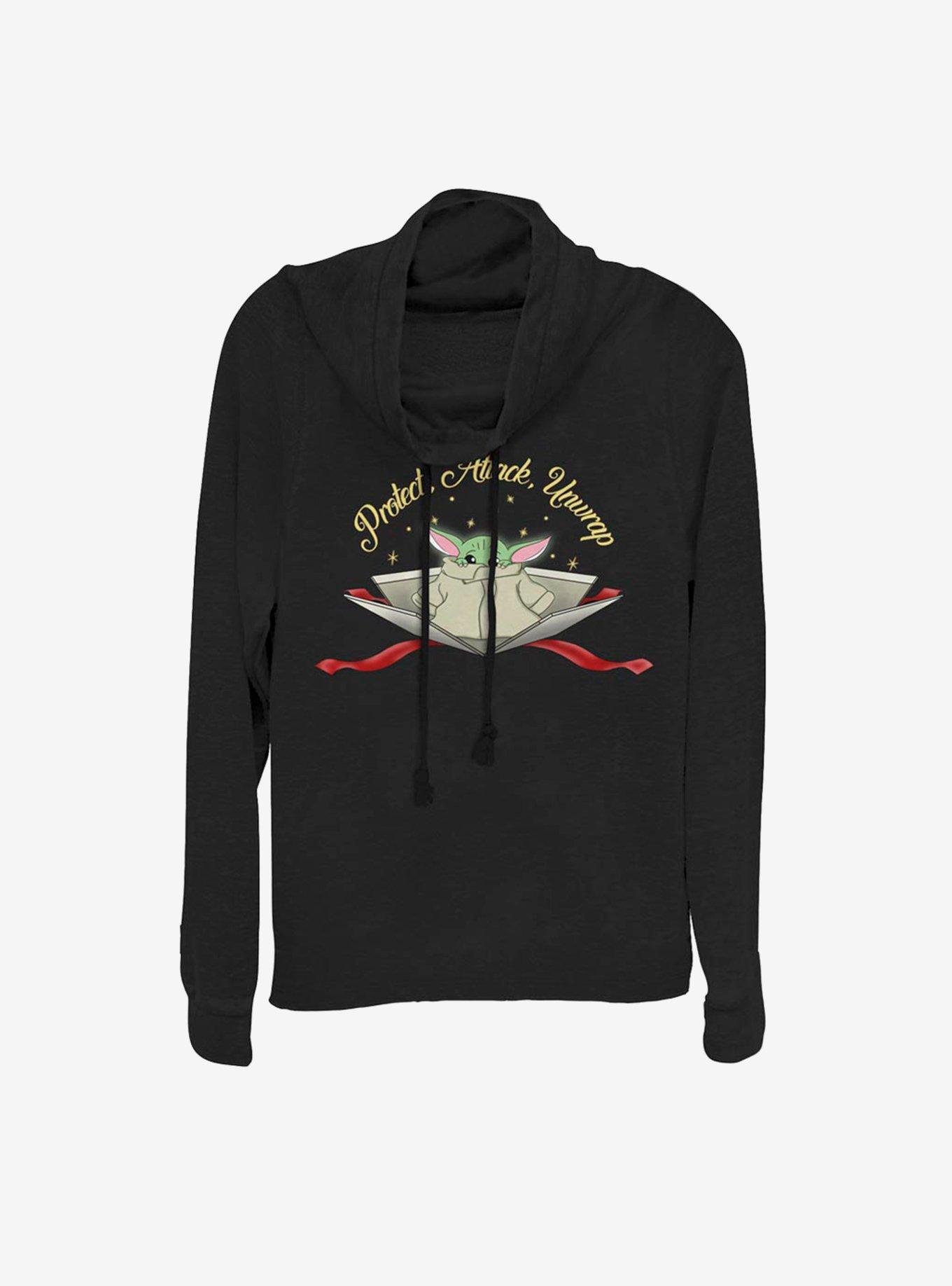 Star Wars The Mandalorian The Child Protect Attack Unwrap Cowlneck Long-Sleeve Womens Top, , hi-res