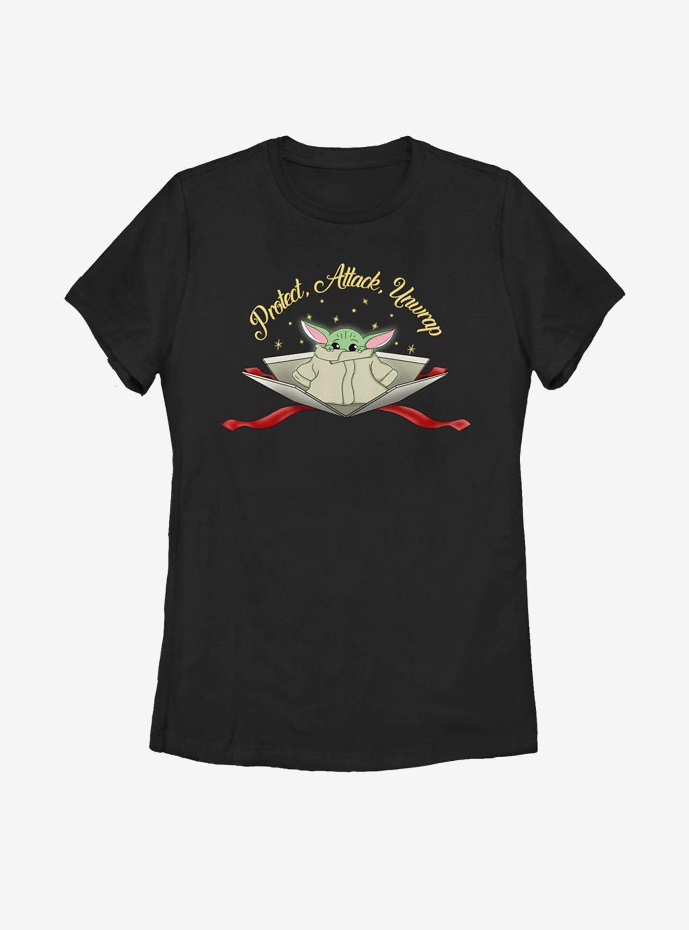 Star Wars The Mandalorian The Child Protect Attack Unwrap Womens T-Shirt, , hi-res