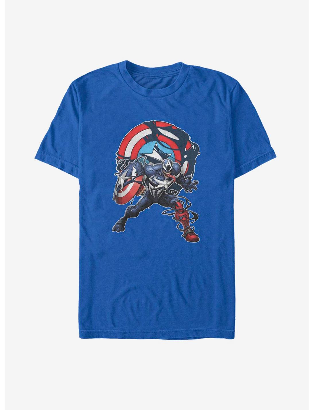 Marvel Captain America Venomized Icon Takeover T-Shirt - BLUE | BoxLunch