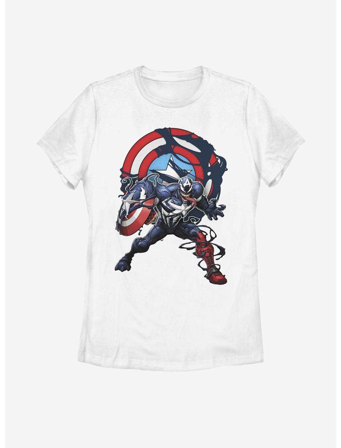 Marvel Captain America Venomized Icon Takeover Womens T-Shirt, WHITE, hi-res