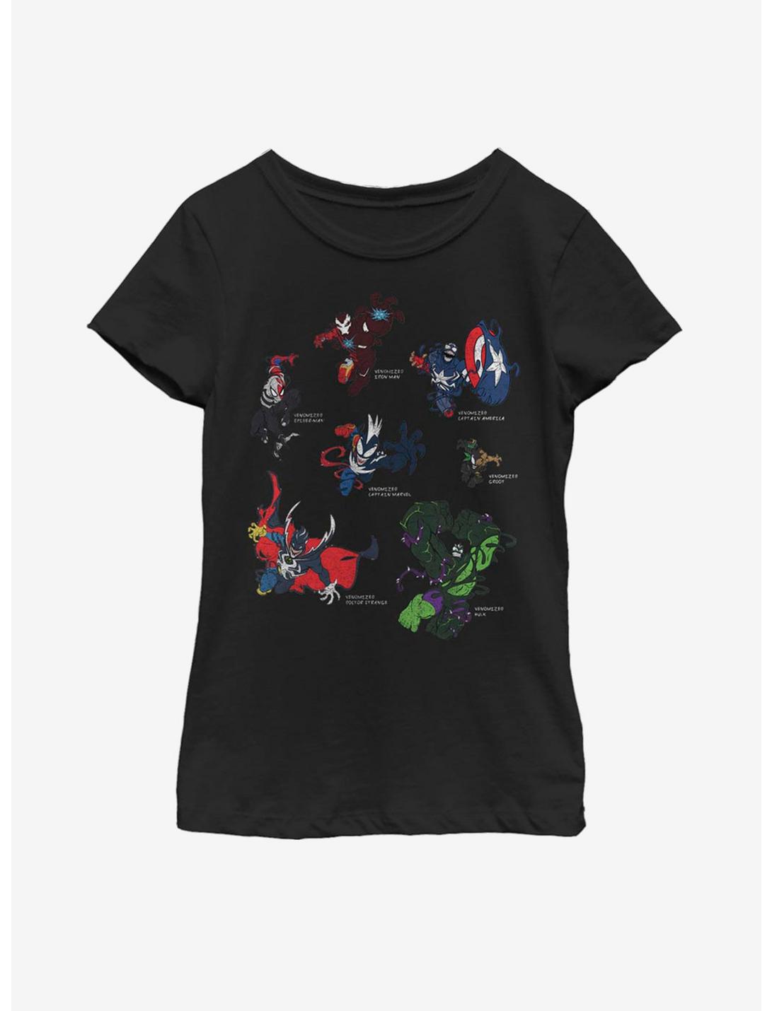Marvel Avengers Venomized Heroes Youth Girls T-Shirt, BLACK, hi-res
