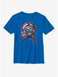 Marvel Captain America Venomized Icon Takeover Youth T-Shirt, ROYAL, hi-res
