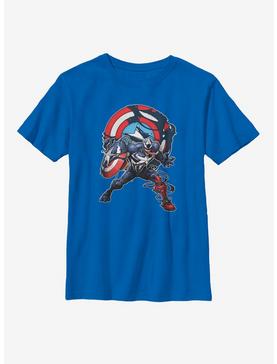 Marvel Captain America Venomized Icon Takeover Youth T-Shirt, ROYAL, hi-res