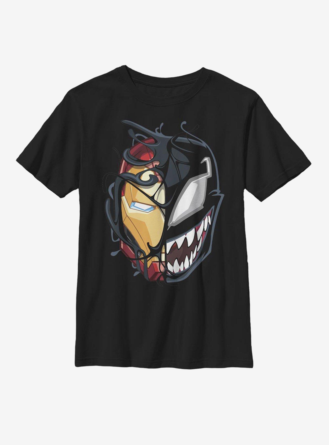 Marvel Iron Man Venomized Mask Takeover Youth T-Shirt, BLACK, hi-res