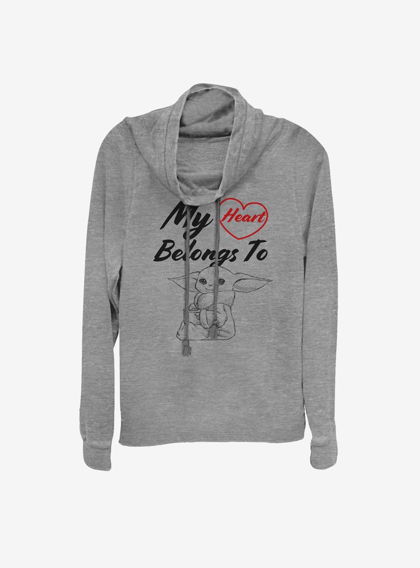 Star Wars The Mandalorian My Heart Belongs To The Child Cowlneck Long-Sleeve Womens Top, , hi-res