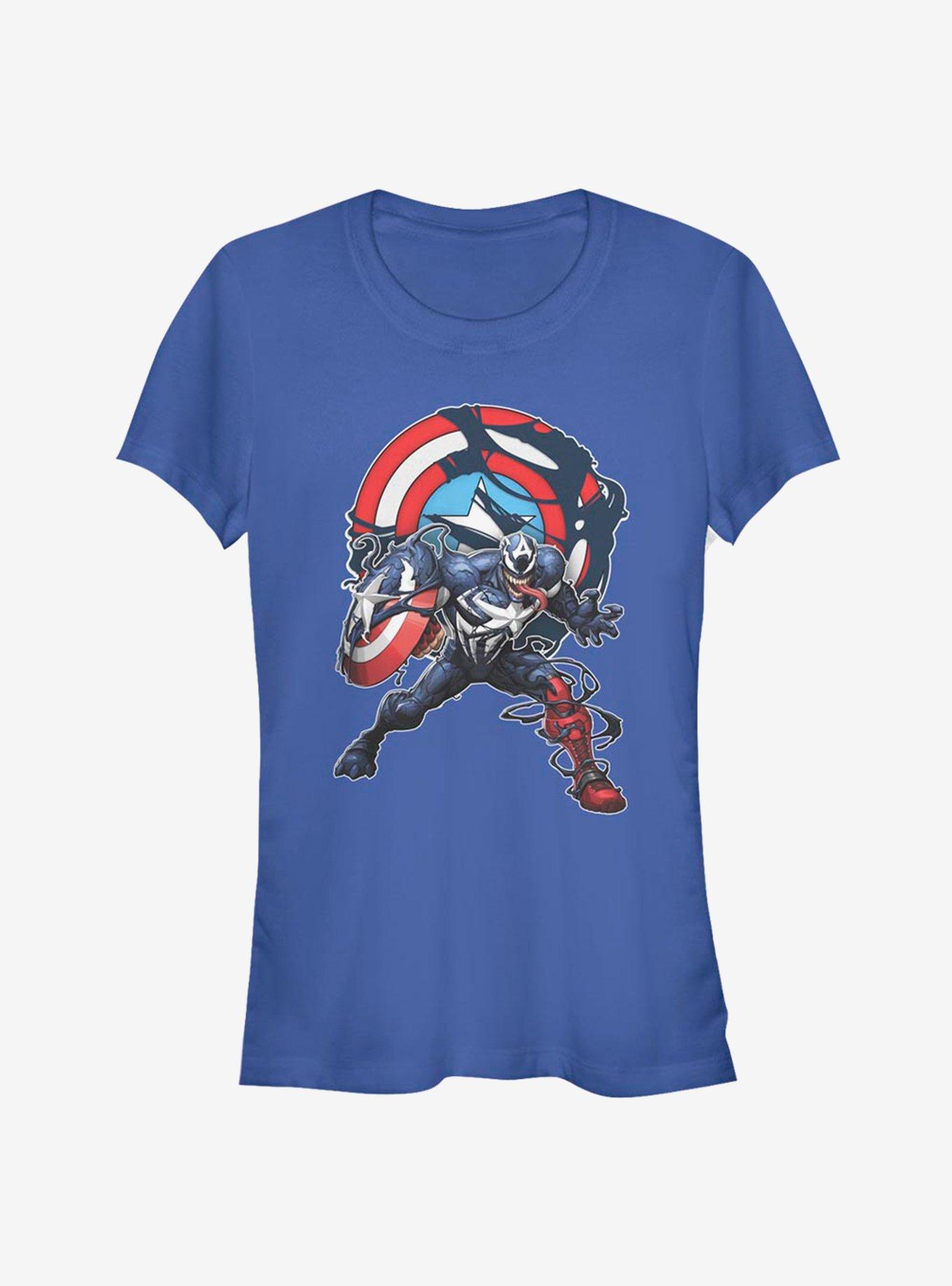 Marvel Captain America Venomized Icon Takeover T-Shirt, ROYAL, hi-res