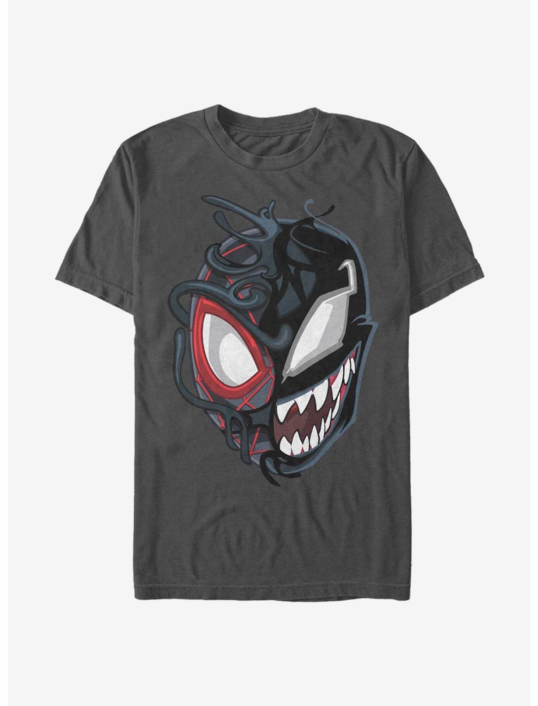 Marvel Spider-Man Venomized Miles Morales Mask Takeover Womens T-Shirt, CHARCOAL, hi-res