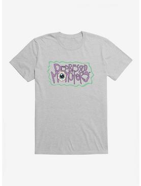 Depressed Monsters Eyeball Logo T-Shirt By Ryan Brunty, HEATHER GREY, hi-res