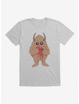 Depressed Monsters Yerman Heart T-Shirt By Ryan Brunty, HEATHER GREY, hi-res