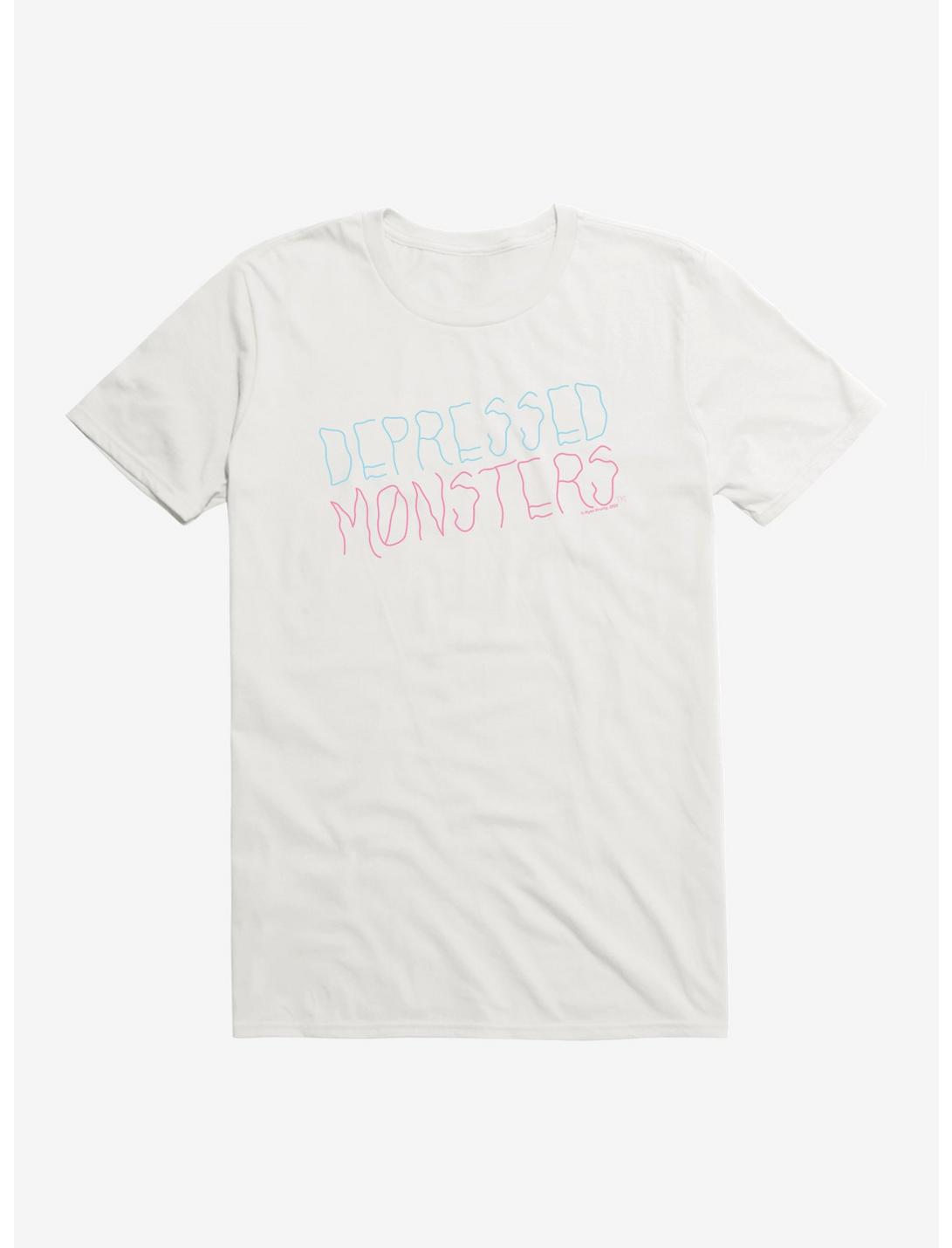 Depressed Monsters Neon Sign Logo T-Shirt By Ryan Brunty, , hi-res