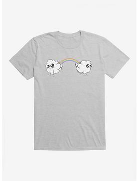 Depressed Monsters Rainbow Clouds T-Shirt By Ryan Brunty, HEATHER GREY, hi-res