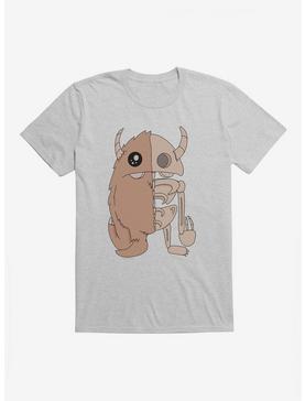 Depressed Monsters Semi Skeleton T-Shirt By Ryan Brunty, HEATHER GREY, hi-res