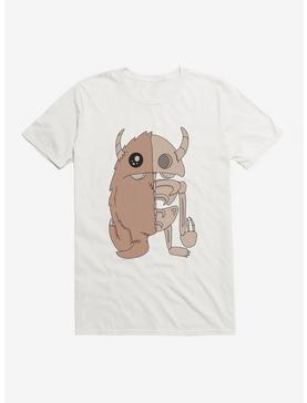 Depressed Monsters Semi Skeleton T-Shirt By Ryan Brunty, WHITE, hi-res