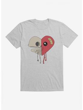Depressed Monsters Skele-Heart Color T-Shirt By Ryan Brunty, HEATHER GREY, hi-res