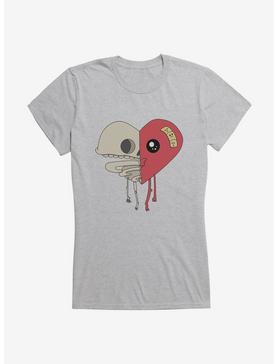 Depressed Monsters Skele-Heart Color Girls T-Shirt By Ryan Brunty, HEATHER, hi-res