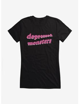 Depressed Monsters Squiggly Logo Girls T-Shirt By Ryan Brunty, , hi-res