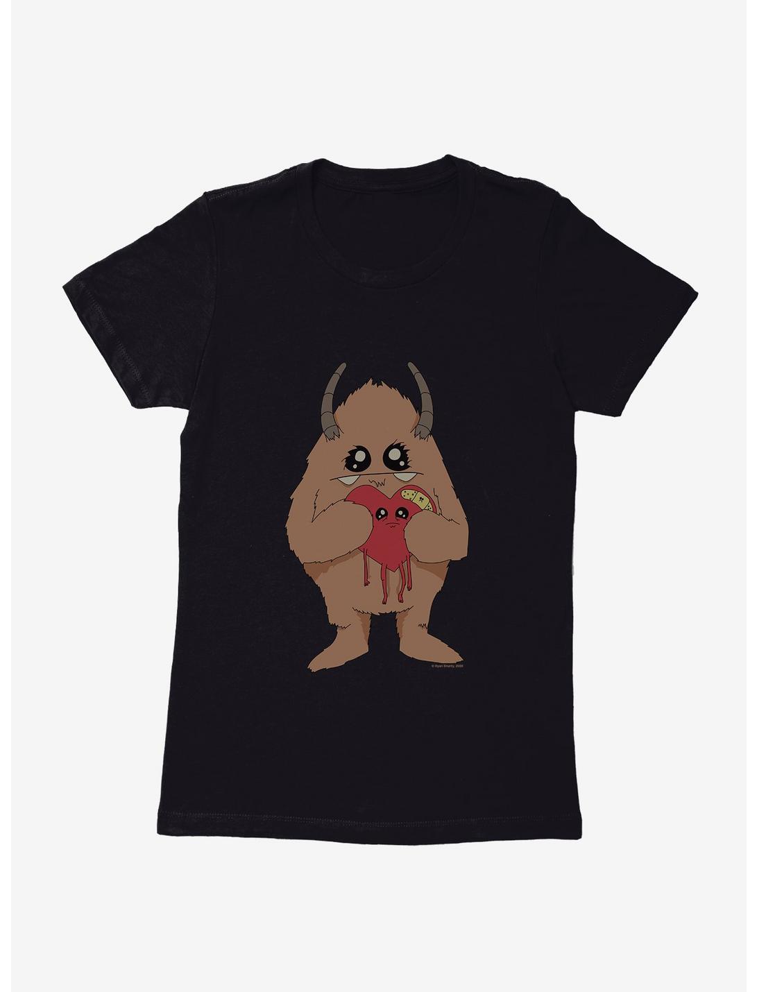 Depressed Monsters Yerman Heart Womens T-Shirt By Ryan Brunty, BLACK, hi-res