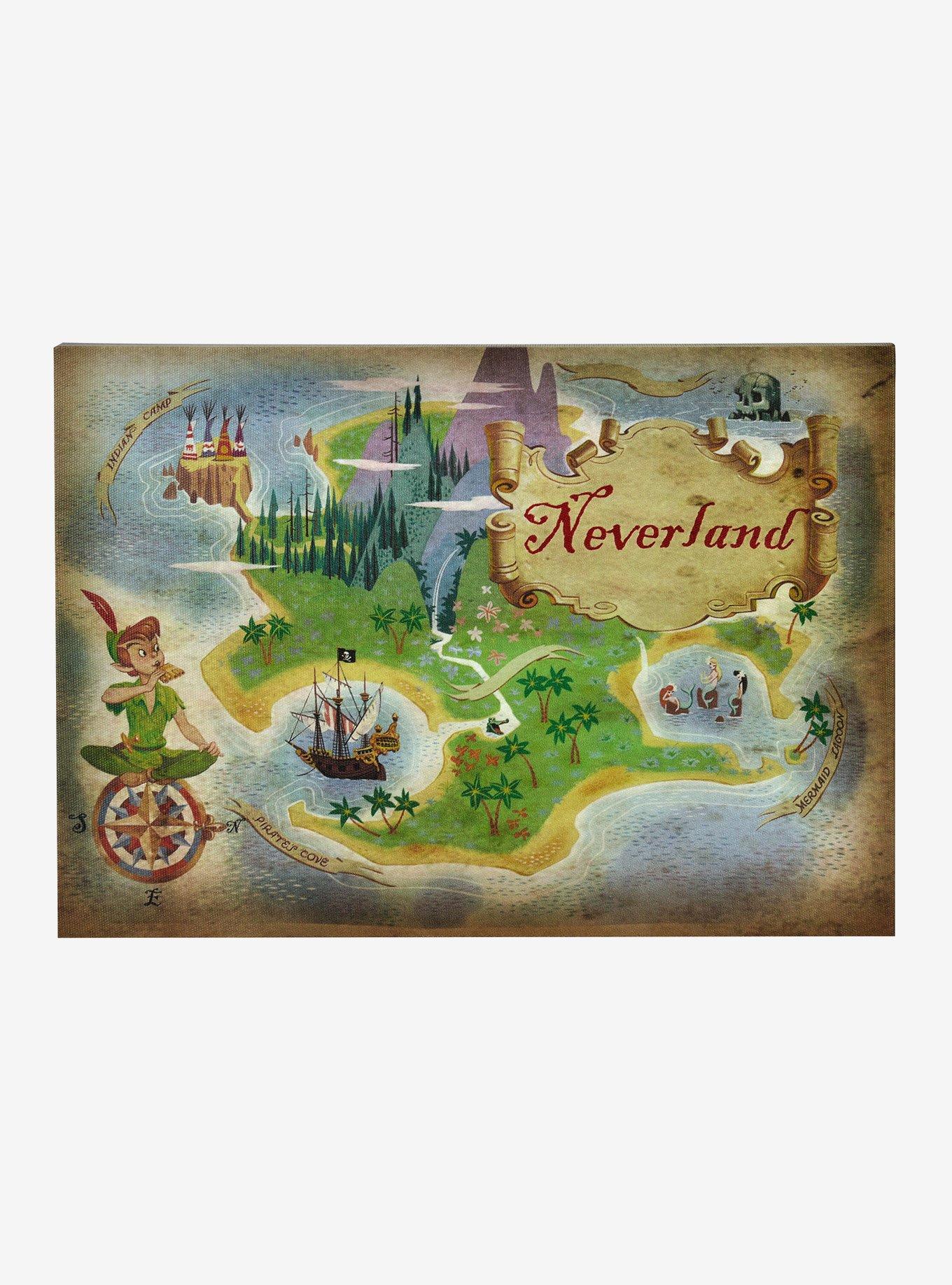 Disney Peter Pan Map Of Neverland Mini Canvas Wall Art, , hi-res