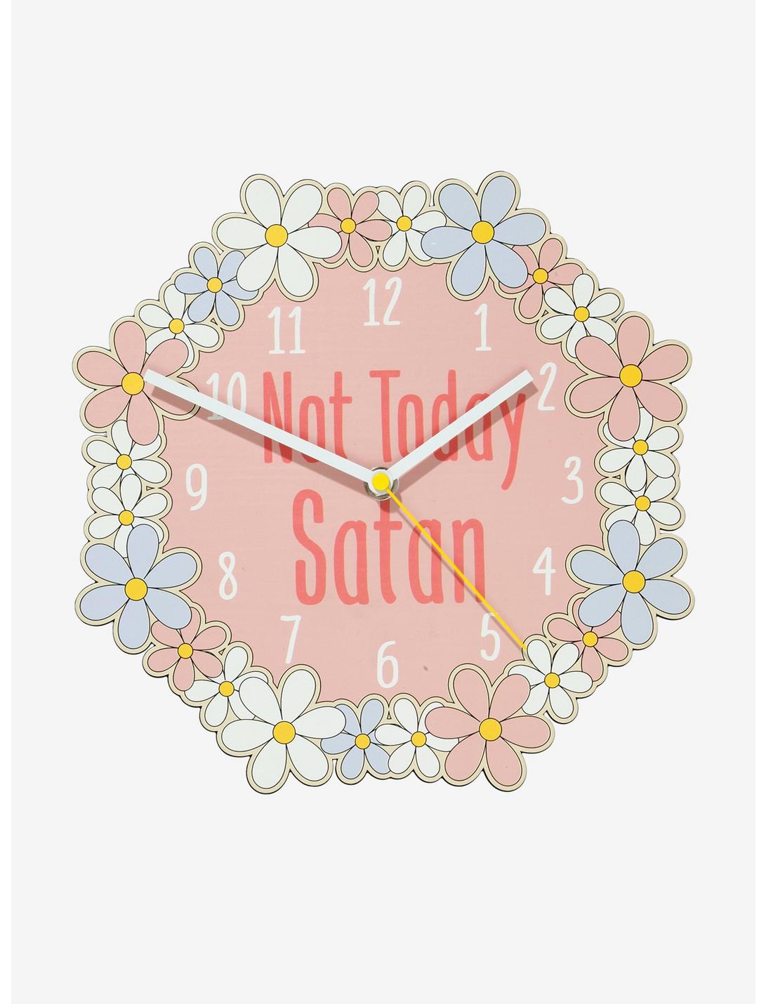 Not Today Satan Floral Wall Clock, , hi-res