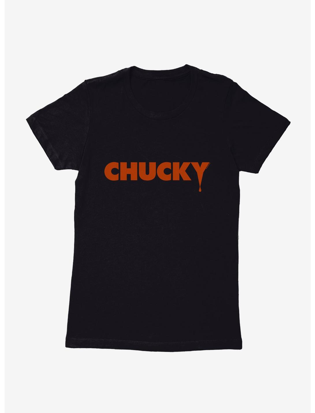 Chucky Classic Red Logo Drip Womens T-Shirt, BLACK, hi-res