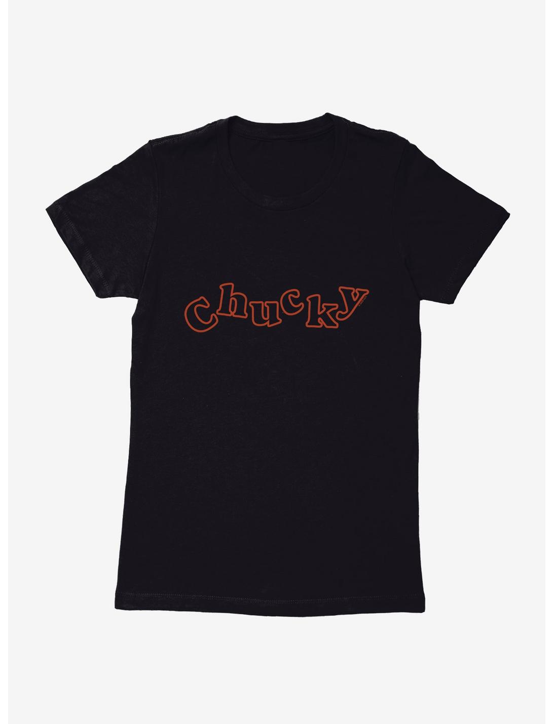 Chucky Classic Red Logo Outline Womens T-Shirt, BLACK, hi-res