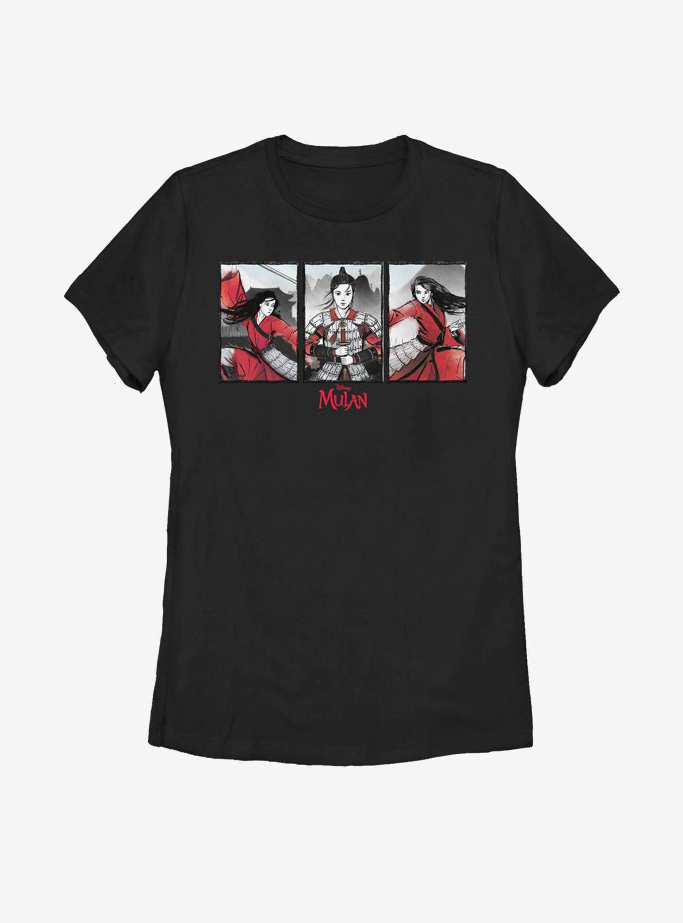 Disney Mulan Live Action Mulan Floral Boxed Womens T-Shirt, BLACK, hi-res