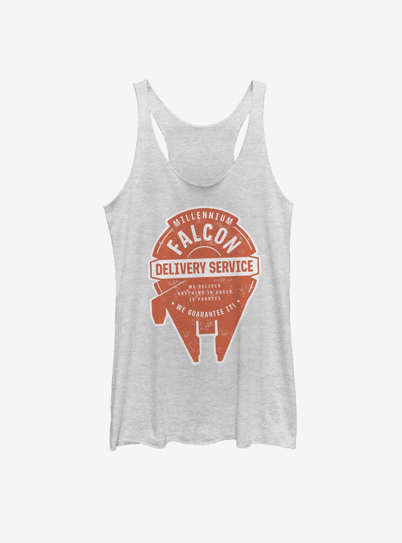 Star Wars Falcon Delivery Womens Tank Top, WHITE HTR, hi-res